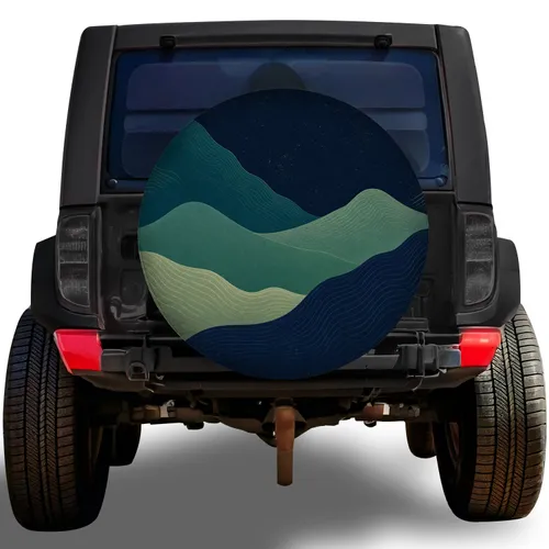 Layered Green Mountain Waves For Outdoor Road Trips And National Park Adventure Lovers Spare Tire Cover