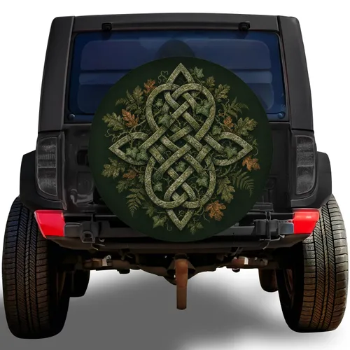 Rustic Celtic Vine Knot For Forest Camping SUVs And Outdoor Adventure Vehicle Drivers Spare Tire Cover