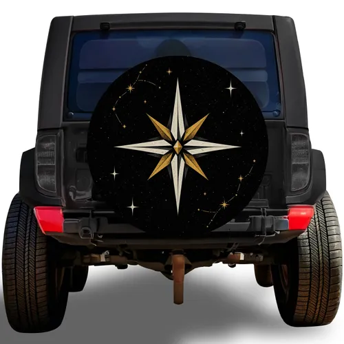 Celestial Compass Star Constellation Emblem For Night Road Trips And Outdoor Adventurers Spare Tire Cover