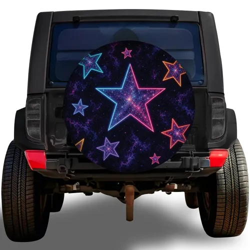 Neon Galaxy Stars For Night Driving Adventure Vehicles, Campers And Space Lovers Spare Tire Cover