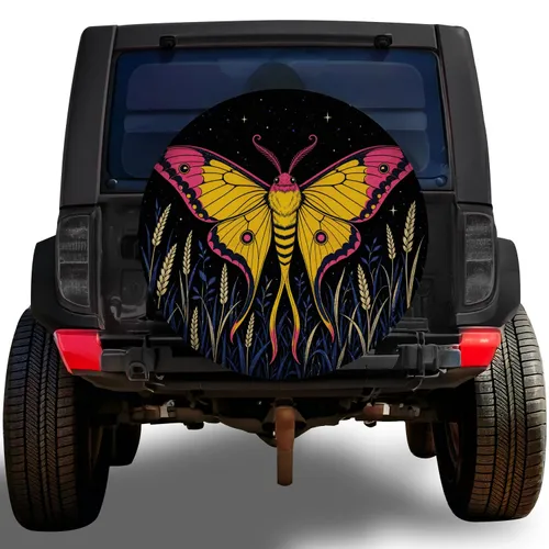 Luna Moth Starry Night Meadow Style For Outdoor Travel And Nature Loving Drivers Spare Tire Cover
