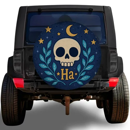 Celestial Skull Moon And Stars For Boho Road Trips And Outdoor Adventure Style Spare Tire Cover