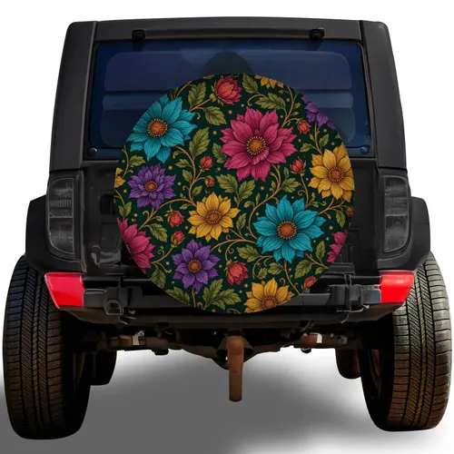 Vintage Wildflower Botanical Garden Motif For Nature Loving Road Trip Driver Style Spare Tire Cover
