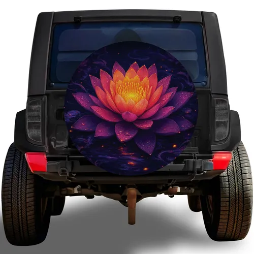 Luminous Water Lily Bloom For Night Garden Lovers And Fantasy Floral Enthusiasts Spare Tire Cover