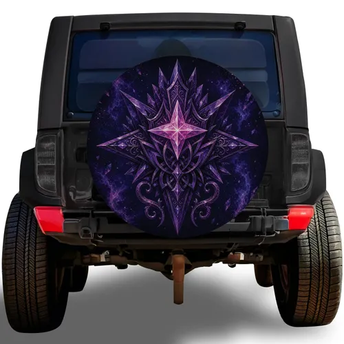 Celestial Amethyst Compass Star Emblem For Mystic Off Road Adventure Vehicle Enthusiasts Spare Tire Cover