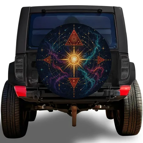 Celestial Sun And Star Map For Mystic Road Trips, Camping Adventures And Astrology Lovers Spare Tire Cover