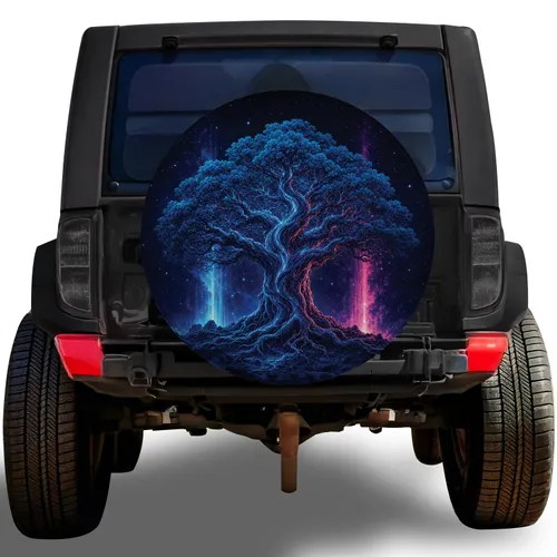 Ancient Tree Of Life Starfield Fantasy For Night Driving And Mythic Adventure Lovers Spare Tire Cover