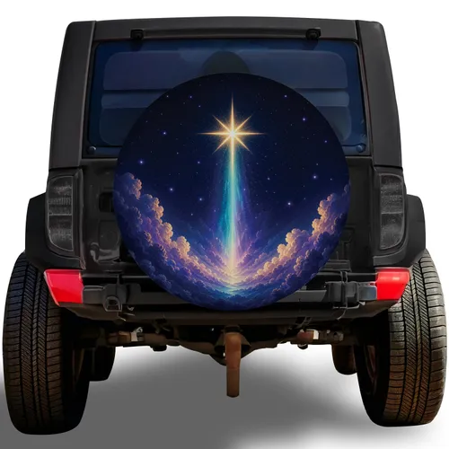 Golden Star Aurora Cloudscape For Night Sky Road Trips And Adventure Travel Lovers Spare Tire Cover