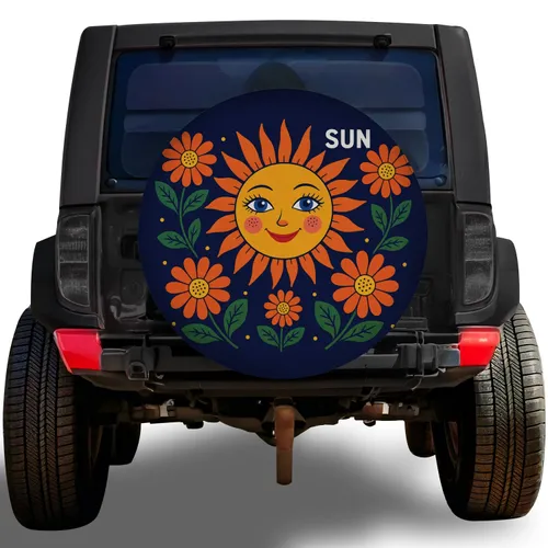 Cheerful Sunflower And Daisy Garden For Road Trips And Outdoor Adventure Lovers Spare Tire Cover