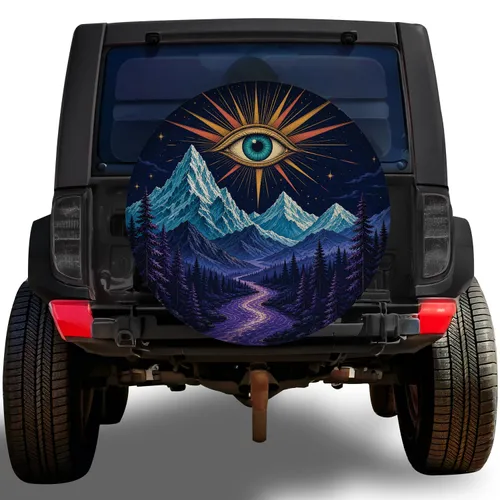 Mystical Eye Mountain Night Sky For Overland Adventure And Jeep Trail Lovers Camping Spare Tire Cover