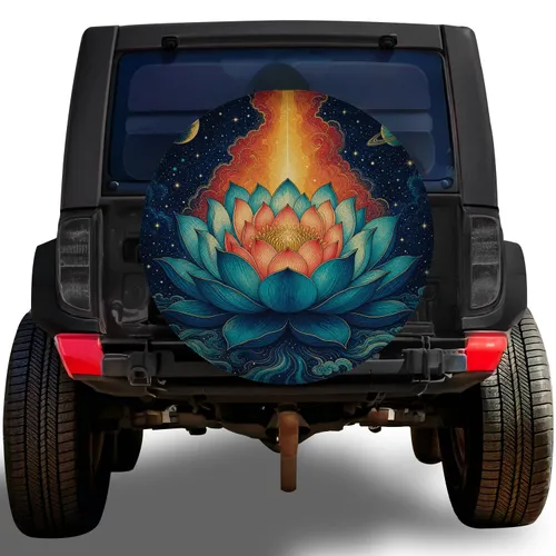 Cosmic Lotus Flower Starfield For Boho Road Trips And Celestial Garden Enthusiasts Spare Tire Cover