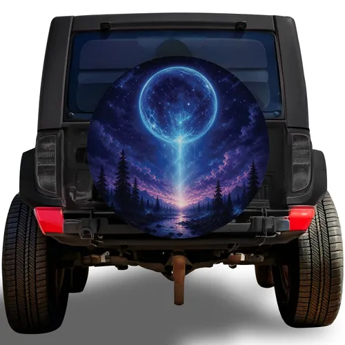 Blue Planet Forest Valley Night Sky For Camping Adventure And Overland Travelers Spare Tire Cover