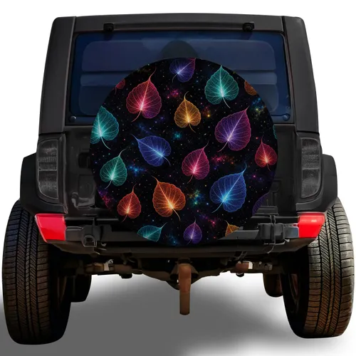 Glowing Rainbow Bodhi Leaves For Celestial Night Driving, Camping And Outdoor Travel Spare Tire Cover