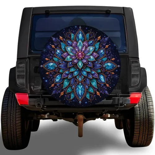 Celestial Floral Mandala For Night Sky Road Trips And Outdoor Adventure Lovers Spare Tire Cover