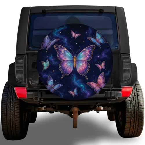 Iridescent Butterfly Garden Glow For Night Driving Adventure Lovers And Nature Fans Spare Tire Cover
