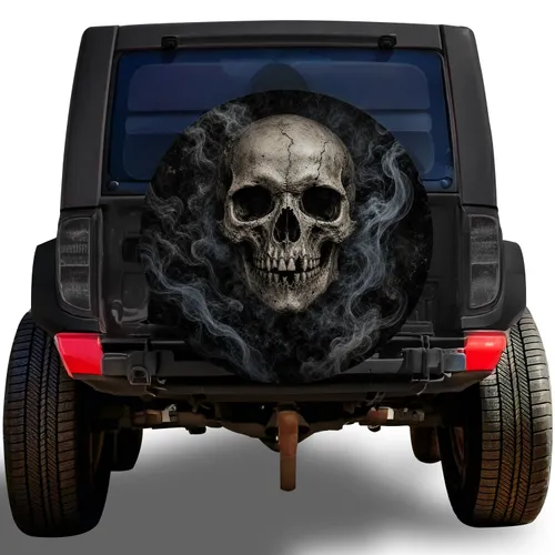 Smoky Gothic Skull Dark Fantasy Road Trip Style For RV SUV Truck Camping Drivers Spare Tire Cover