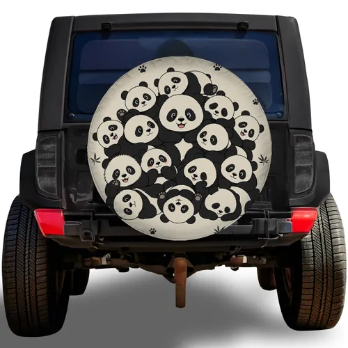 Kawaii Panda Cuddle Pile For Jeep SUV Adventure Lovers Cute Animal Road Travel Style Spare Tire Cover