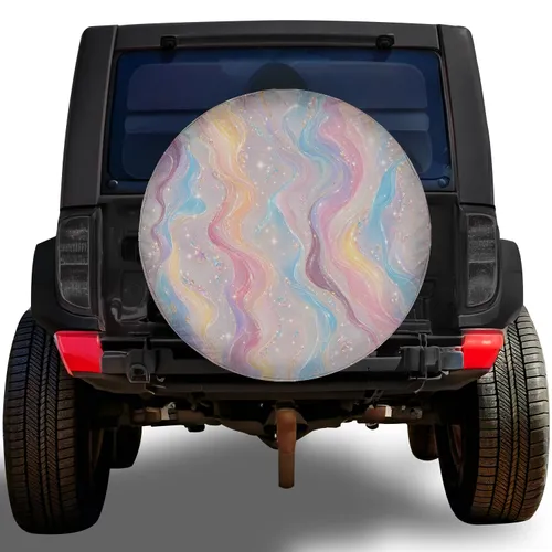 Iridescent Pastel Fluid Ribbons for Elegant RV Travel, Trailer Trips and Campers Spare Tire Cover