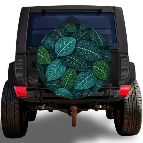 Tropical Leaf Botanical Jungle Outdoor Adventure Style For Jeep SUV RV Travelers Spare Tire Cover