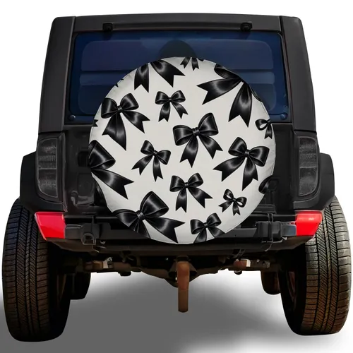 Black Satin Ribbon Bows for Memorial Road Trips RV SUV Trailer Exterior Wheel Decor Spare Tire Cover