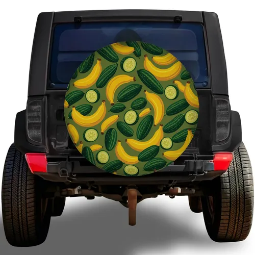 Banana And Cucumber Tossed Produce Style For Fun Road Trips And Camping Adventures Spare Tire Cover