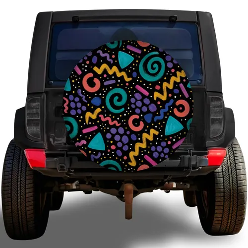 Colorful Retro Confetti Celebration Style for Festive Road Trips and Adventure Vehicles Spare Tire Cover