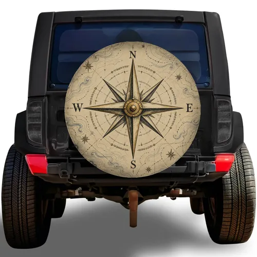 Vintage Nautical Compass Rose For Coastal Road Trips And Adventure Travel Lovers Spare Tire Cover