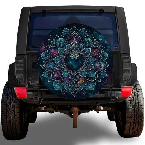 Celestial Botanical Mandala For Mystical Outdoor Adventure Vehicles And Campers Spare Tire Cover