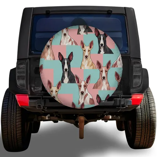 Elegant Sighthound Dog Portraits for Colorful Jeep RV Road Trips Pet Lover Gifts Spare Tire Cover