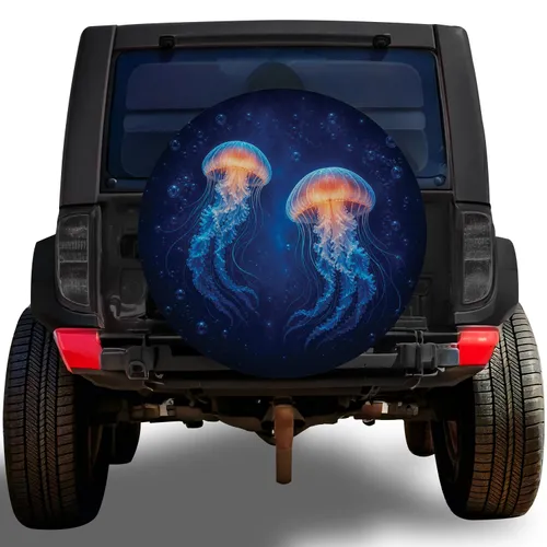 Glowing Jellyfish Deep Sea Ocean Scene For Coastal Road Trips And Marine Life Lovers Spare Tire Cover