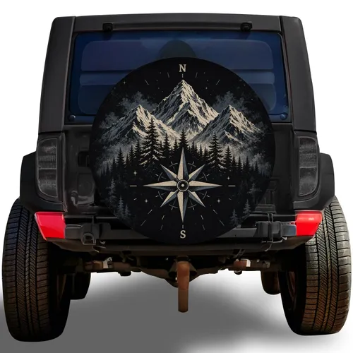 Alpine Mountain Compass Emblem For Off Road Camping And Overland Adventure Travel Spare Tire Cover