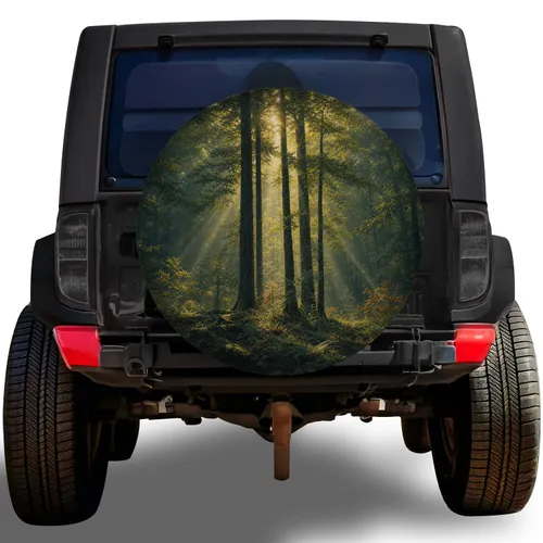 Sunlit Forest Trees for Outdoor Adventure SUVs and Off Road Travel Life Enthusiasts Spare Tire Cover