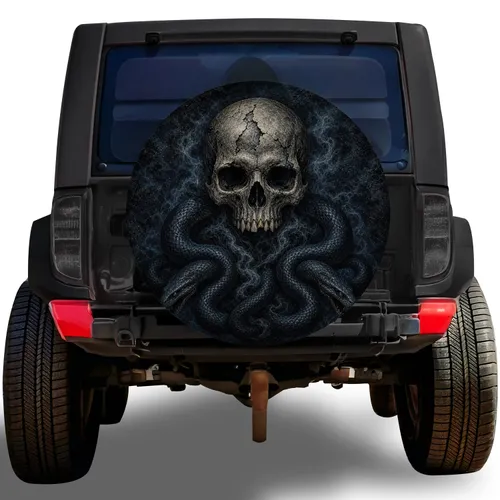 Weathered Skull And Serpent Dark Fantasy Off Road Adventure Style For Jeep Drivers Spare Tire Cover