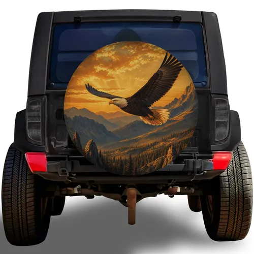 Bald Eagle Sunset Mountain Wilderness For Outdoor Adventure SUVs And Off Road Vehicles Spare Tire Cover