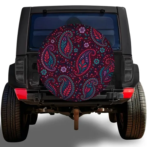 Bohemian Paisley Botanical Florals for Jeep SUV RV Road Trip Travel Adventure Style Spare Tire Cover