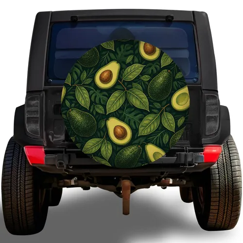 Avocado Botanical Leaf Motif For Fresh Food Lovers Jeep RV Trailer Outdoor Road Trip Fans Spare Tire Cover
