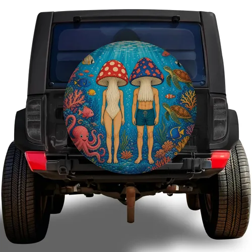 Underwater Mushroom People Ocean Reef Adventure For RV Campers And Fantasy Travelers Spare Tire Cover