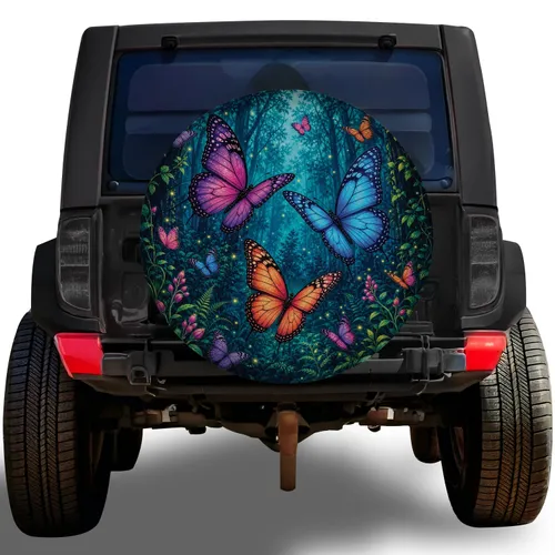 Enchanted Forest Butterfly Garden For Nature Loving RV Camping And Woodland Travel Spare Tire Cover