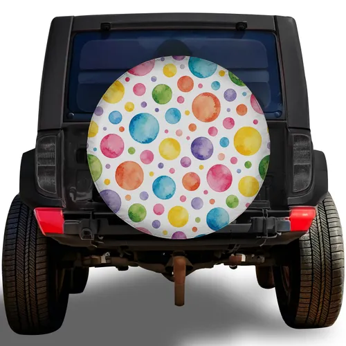 Watercolor Polka Dots For Cheerful Road Trips RV Trailer SUV Adventure Travel Style Spare Tire Cover