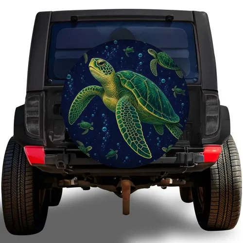 Sea Turtle Ocean Bubbles For Coastal RV Camping And Marine Wildlife Enthusiasts Spare Tire Cover