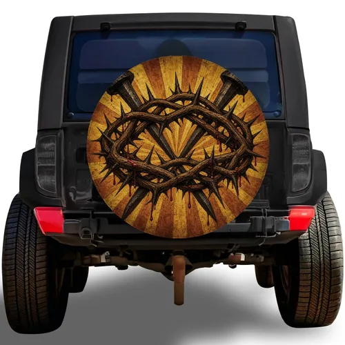 Rugged Crown Of Thorns And Iron Nails For Easter Faith Road Trips Christian Drivers Spare Tire Cover