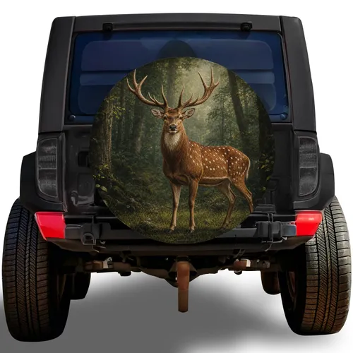 Spotted Stag Woodland Wildlife For Rustic Camping Deer Hunting And Outdoor Adventures Spare Tire Cover