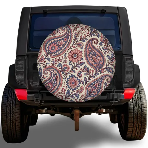 Vintage Botanical Paisley Florals For Boho Road Trips And Weekend Jeep SUV Adventures Spare Tire Cover