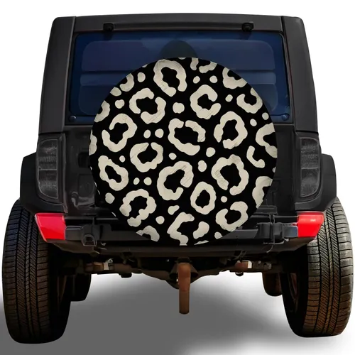 Black And Ivory Leopard Spots For Wild Outdoor Trail SUV Adventure Style Enthusiasts Spare Tire Cover