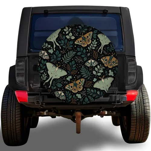 Nocturnal Moths And Woodland Botanicals For Gothic Nature Lovers Camping Trips Spare Tire Cover