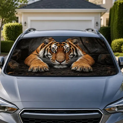 Realistic Bengal Tiger Forest Scene For Wildlife Lovers Daily Driving Protection Car Sunshade
