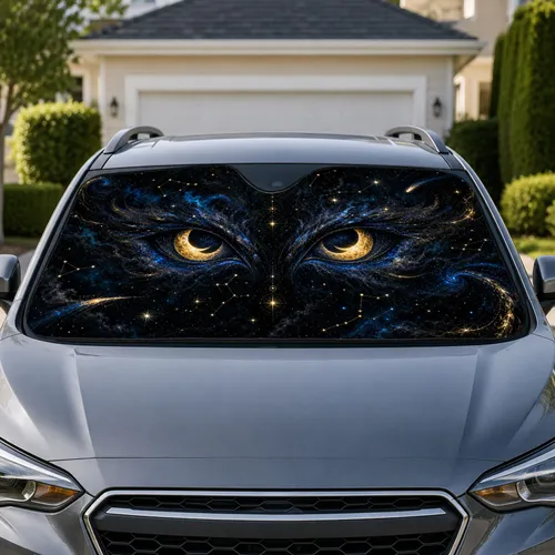 Mystical Celestial Moon Eyes for Gothic Night Drives and Cosmic Decor Enthusiasts Car Sunshade