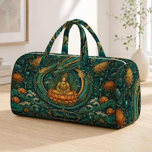 Celestial Dragon Meditating Deity For Yoga Retreat Travel And Spiritual Gift Giving Quilted Weekend Bag