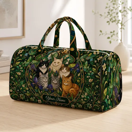 Cat Garden Travel Companion For Getaways, Gifts, And Feline Lovers Quilted Weekend Bag
