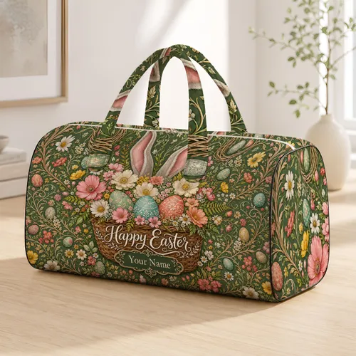 Easter Bunny Ears Wildflower Basket For Spring Trips And Holiday Travel Lovers Gift Quilted Weekend Bag